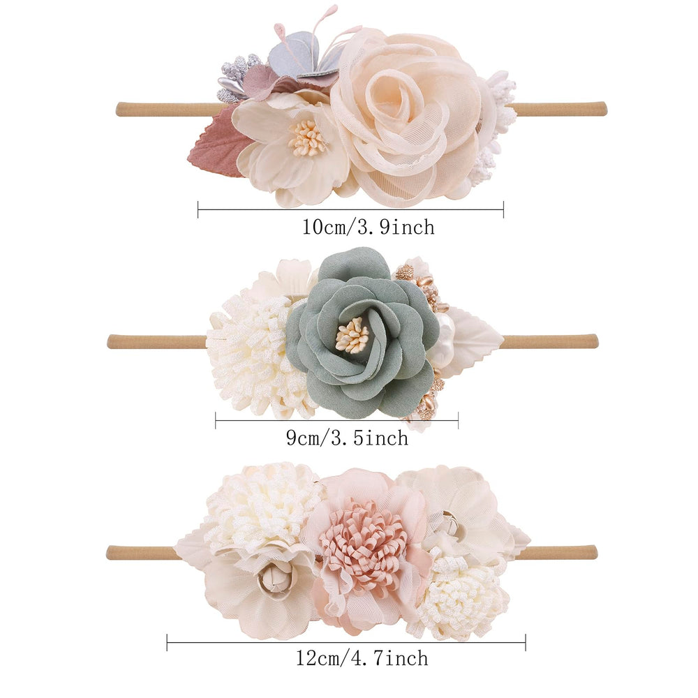 cherrboll stretchy nylon flower headbands provide secure fit from newborn to toddler