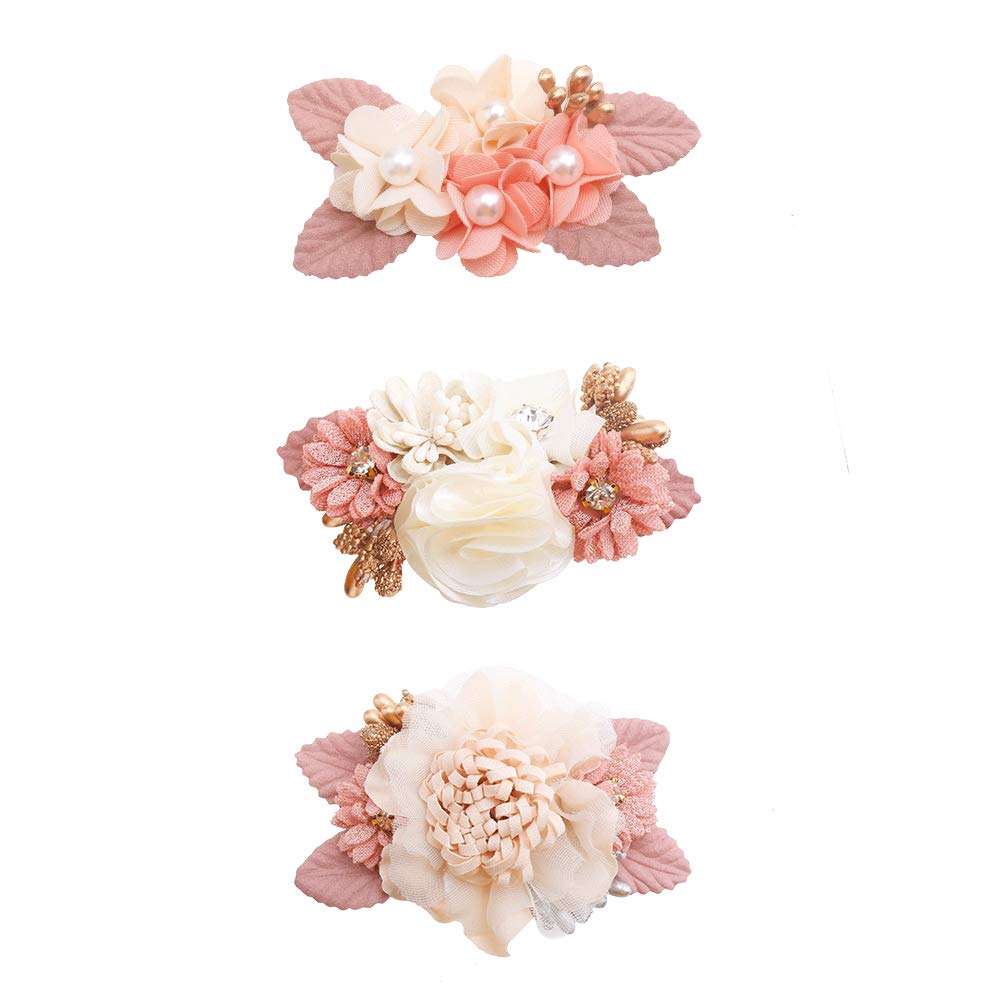 Cherrboll flower clip set with handmade petals for gentle baby hair styling.