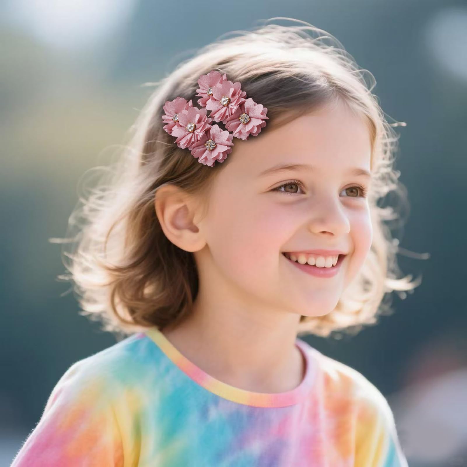 Cherrboll flower clip with non-slip lined clip keeps fine hair in place