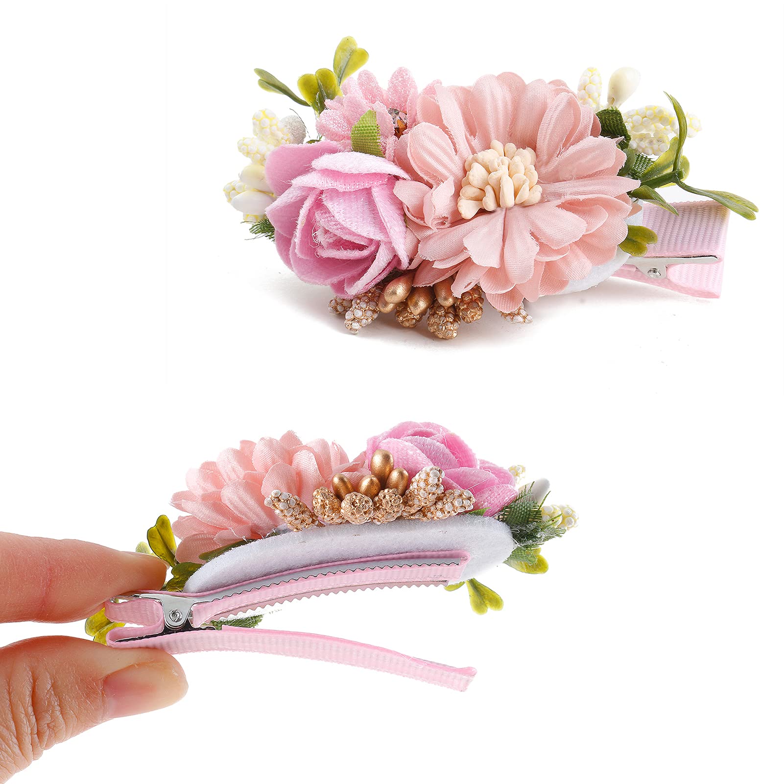Cherrboll floral clip set complements baby outfits for special occasions.