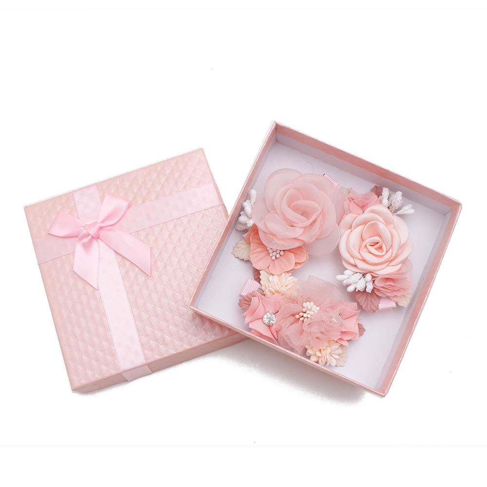 Cherrboll flower-hair-clip-set-cream-bloom closeup, non-slip lined clip provides secure wear