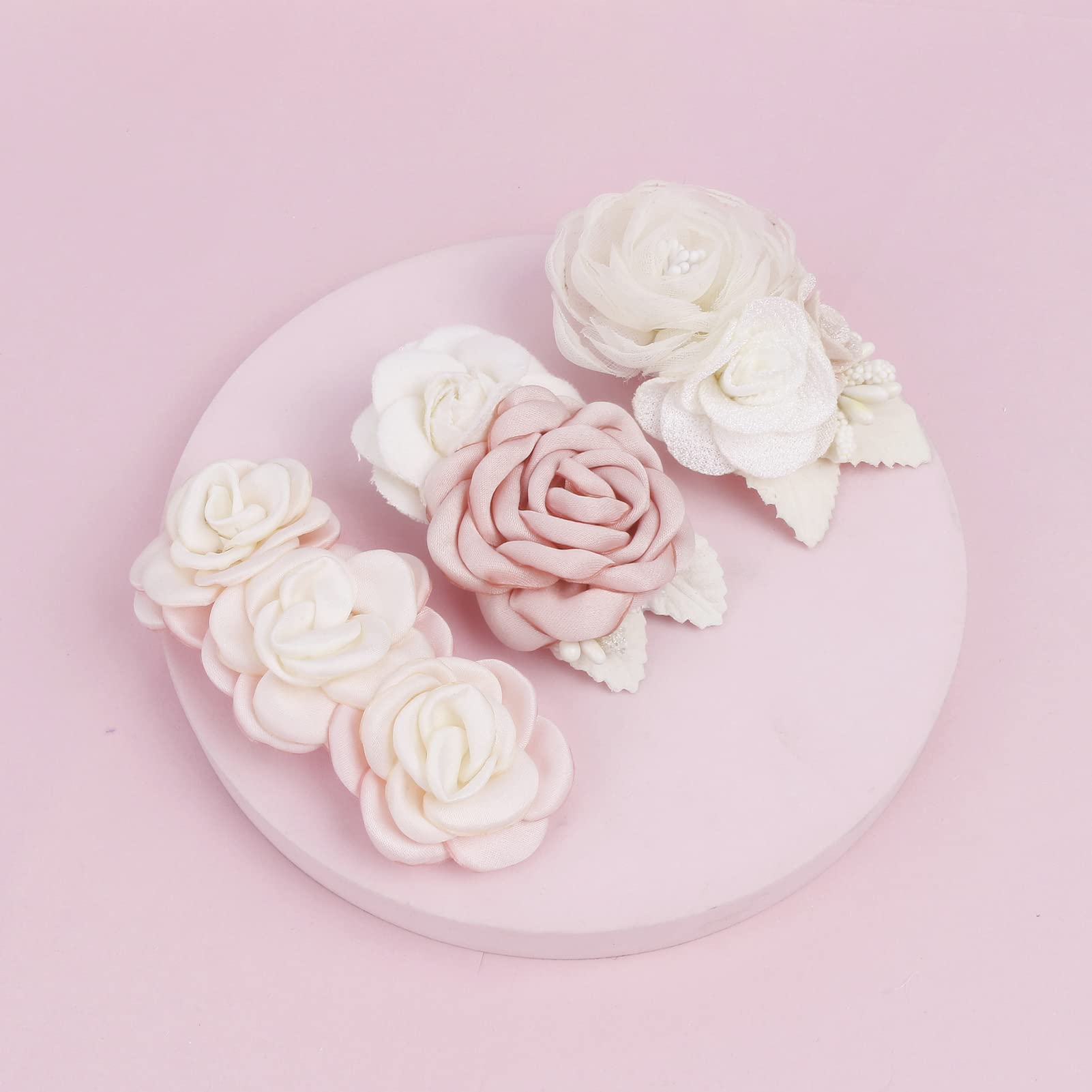 Cherrboll flower hair clip set flatlay showcasing coordinated colors for outfits