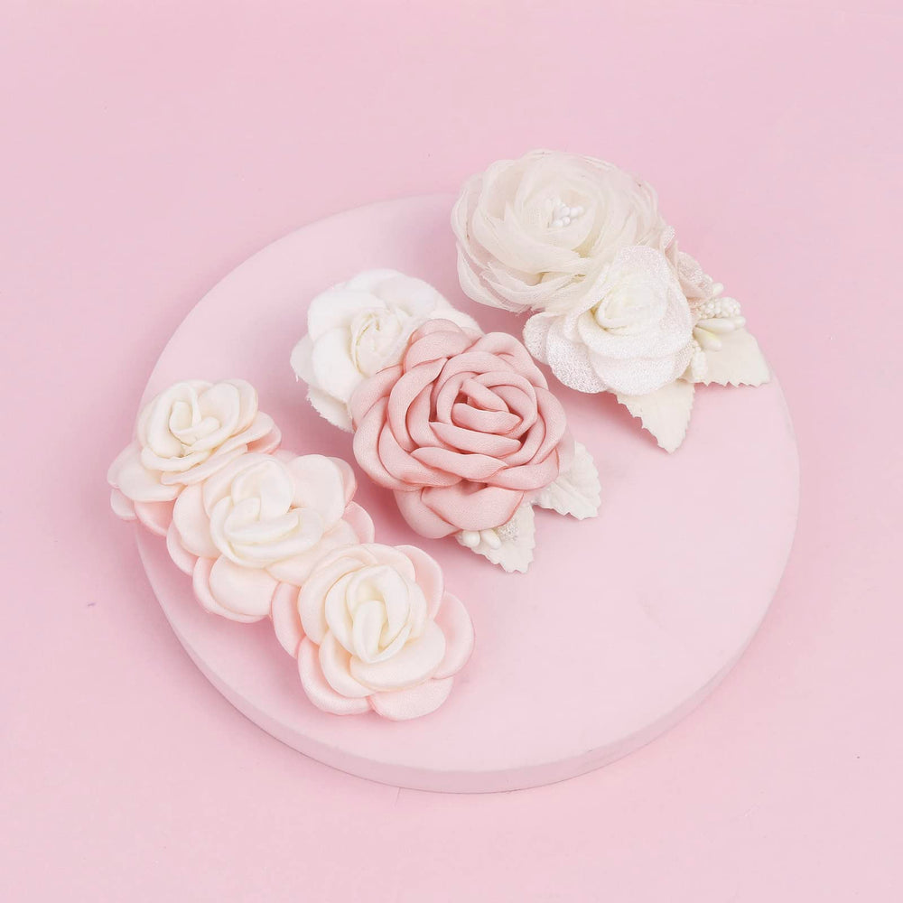 Cherrboll flower hair clip set flatlay showcasing coordinated colors for outfits