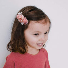 Cherrboll flower-hair-clip-set-lavender-bow lifestyle shot, versatile accessory for newborn to toddler
