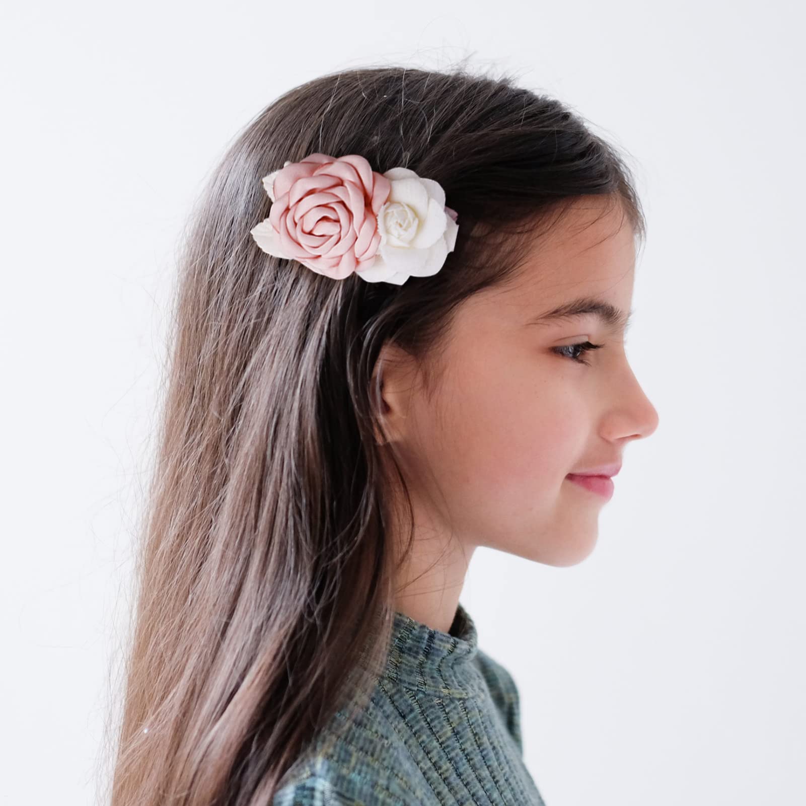 Cherrboll flower hair clip set lavender closeup with lightweight durable handmade flowers for everyday wear
