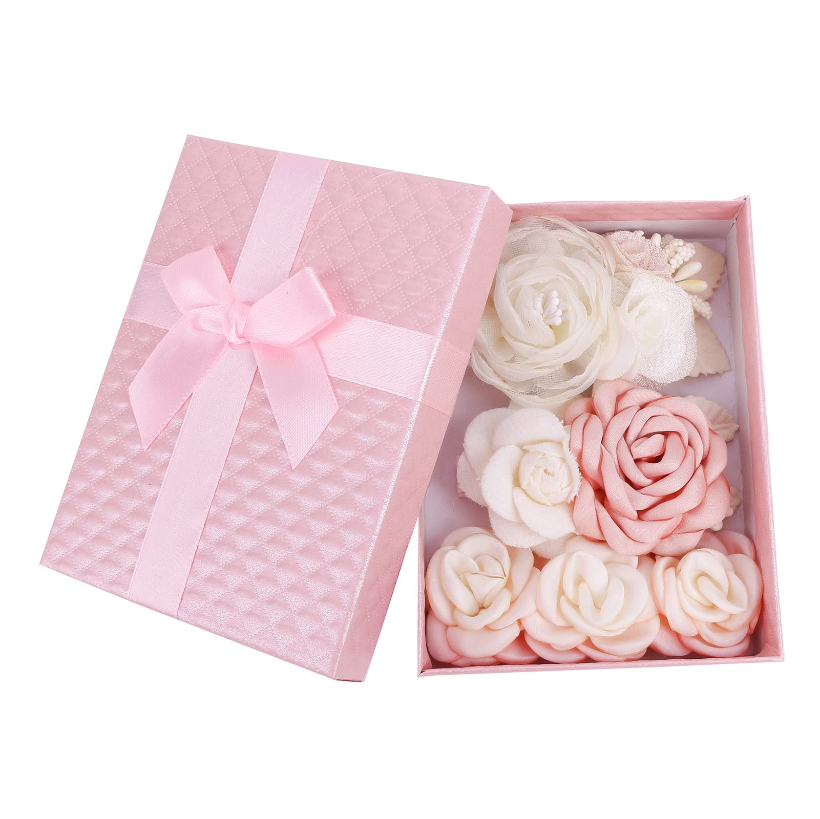 Cherrboll flower hair clip set peach closeup highlighting secure non-slip clips for fine newborn hair