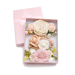 cherrboll flower headband peach newborn wear—elastic fit for growing babies