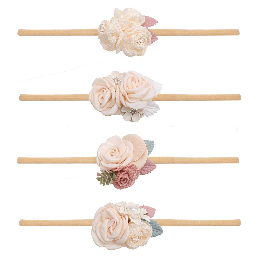 Cherrboll flower headbands 4pc set on newborn for adorable everyday outfits