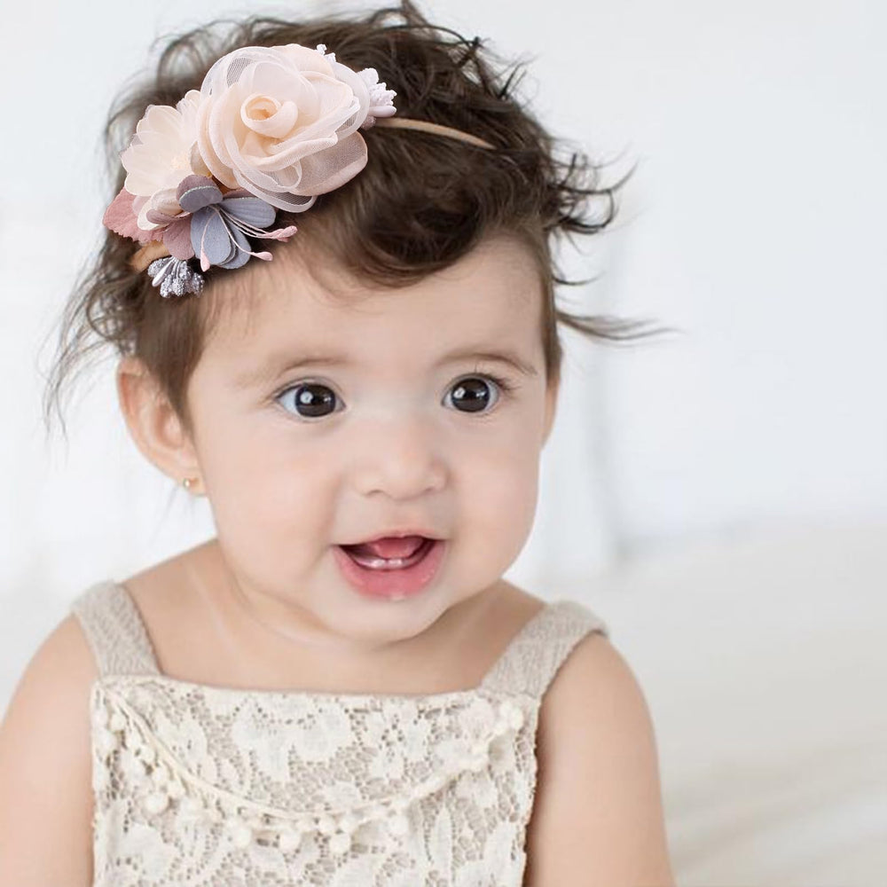 cherrboll baby flower headbands for newborns, gentle on sensitive skin