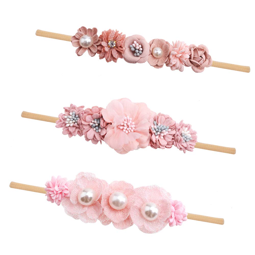 Cherrboll flower headbands set with colorful nylon blooms for everyday outfits and photo props.