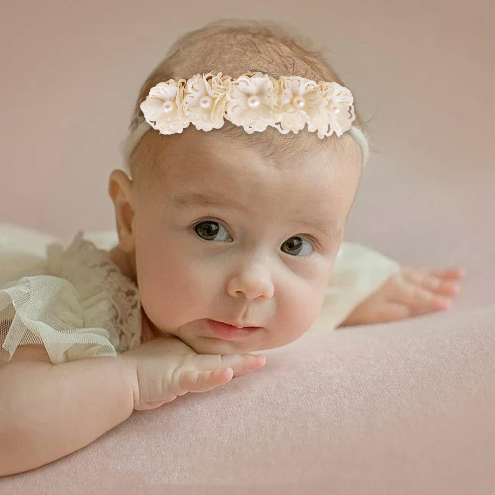 Cherrboll headband on baby showing snug, non-slip fit for growing head sizes.