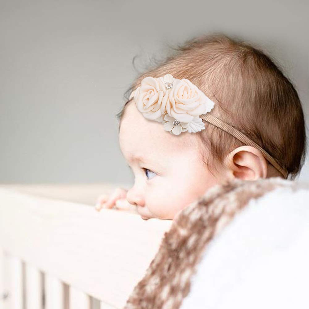 Cherrboll headbands on newborn showing comfy fit without slipping