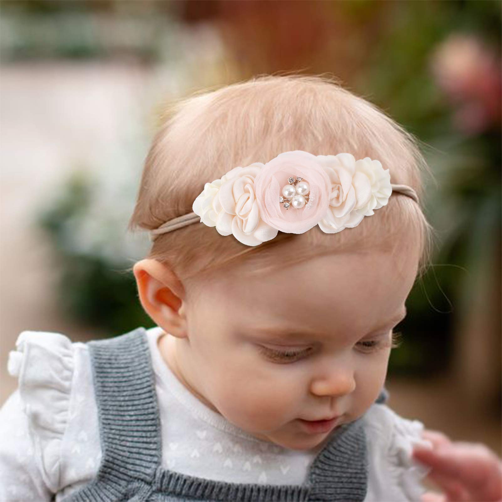 Cherrboll toddler headbands colorful flowers coordinate with outfits.