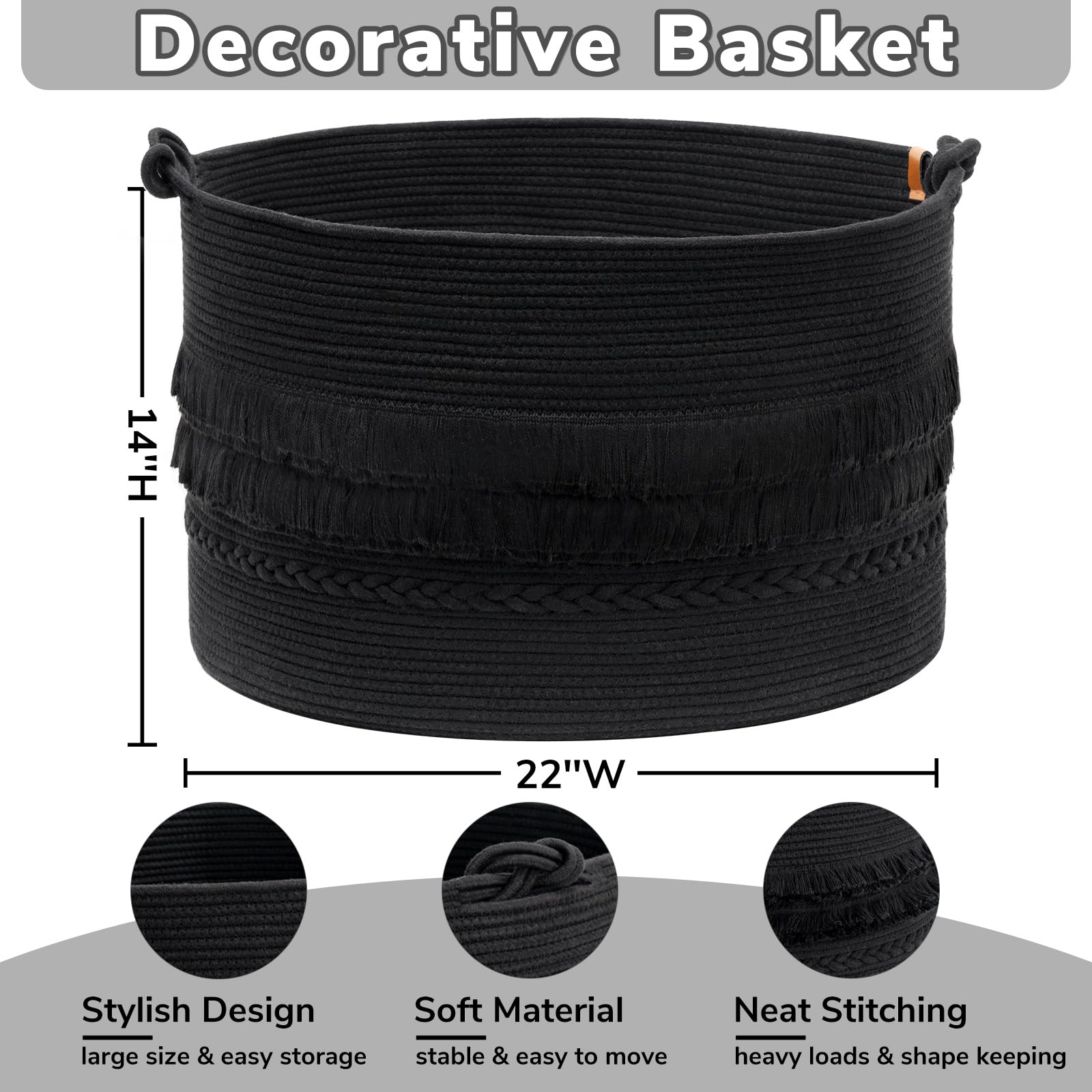 CherryNow blanket basket 22x22x14 is spacious for pillows, towels, and toys.