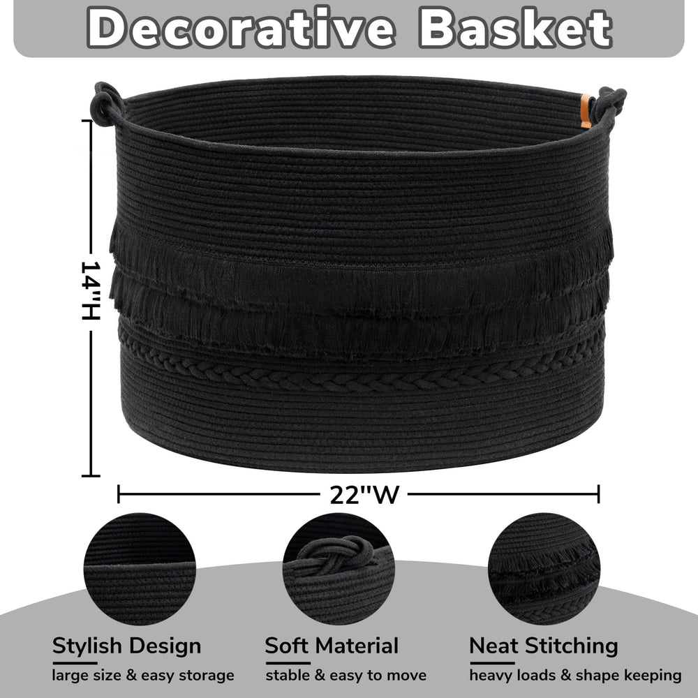 CherryNow blanket basket 22x22x14 is spacious for pillows, towels, and toys.