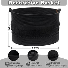 CherryNow blanket basket 22x22x14 is spacious for pillows, towels, and toys.