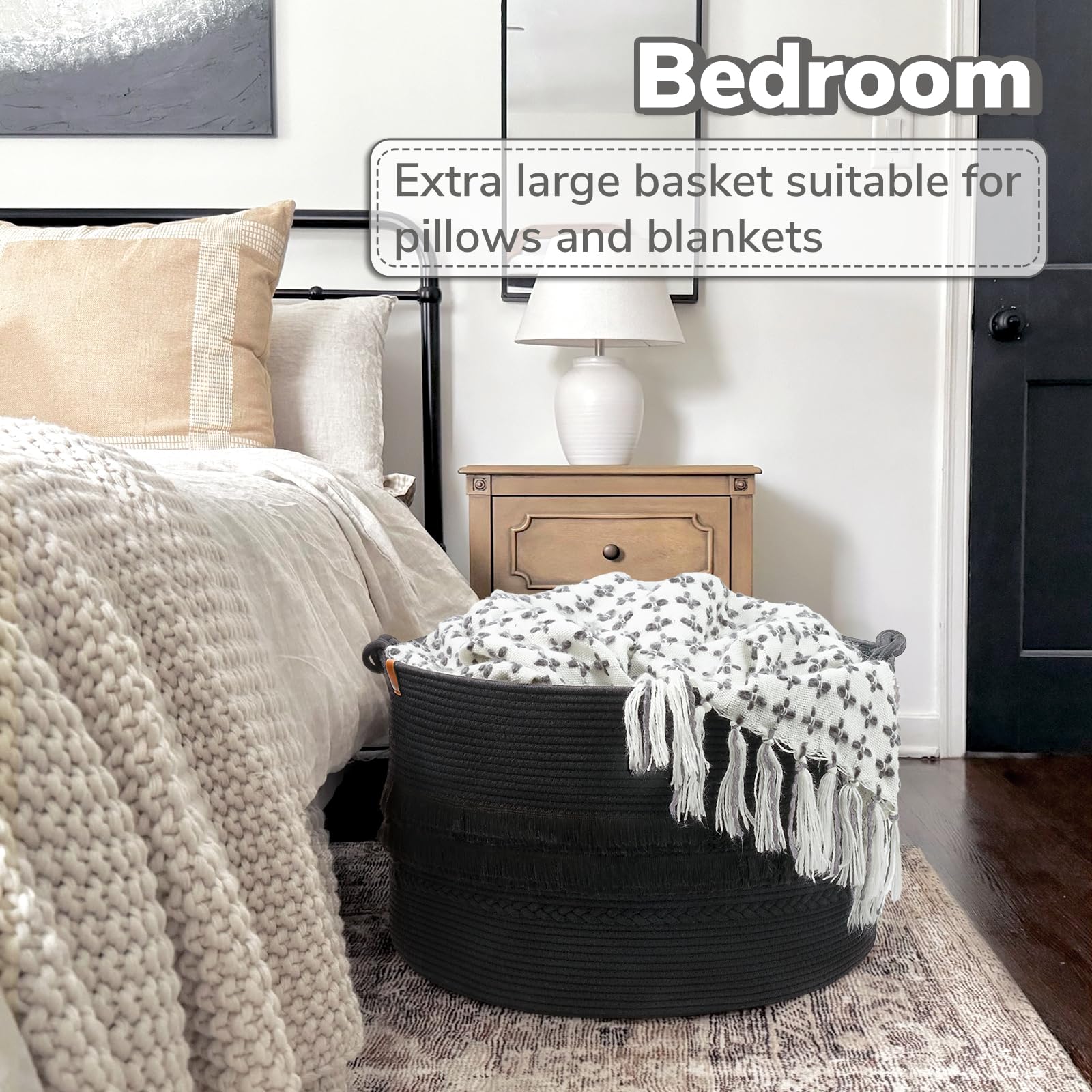 CherryNow cotton rope basket texture feels soft and safe for baby items.