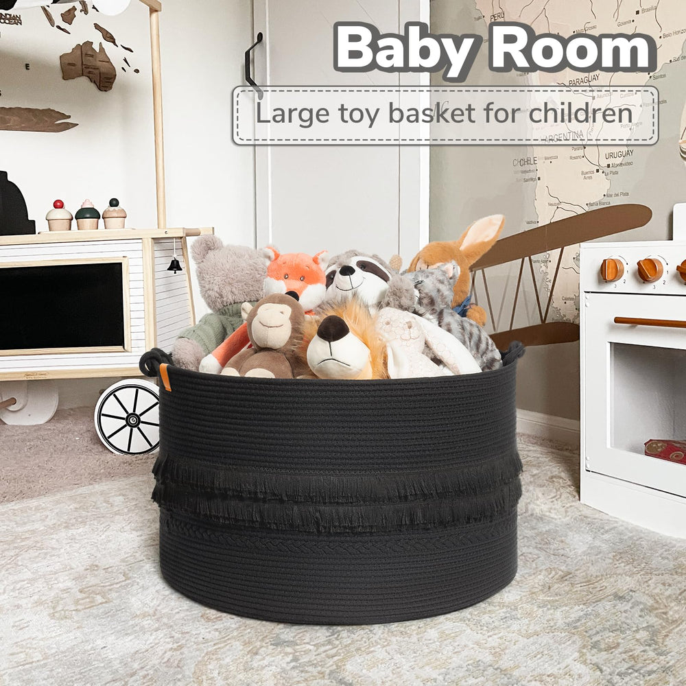 CherryNow blanket basket folds flat for compact storage when not in use.