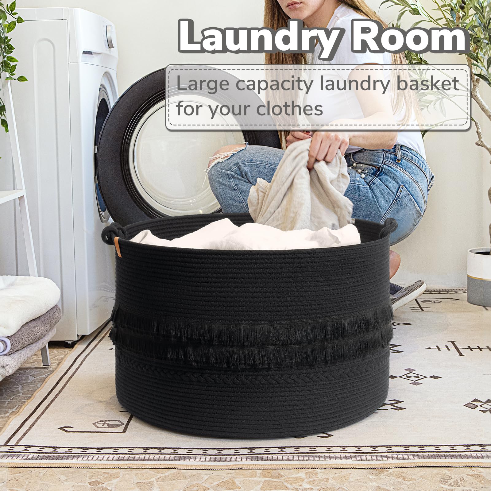 CherryNow blanket basket handles enable easy transport between rooms.