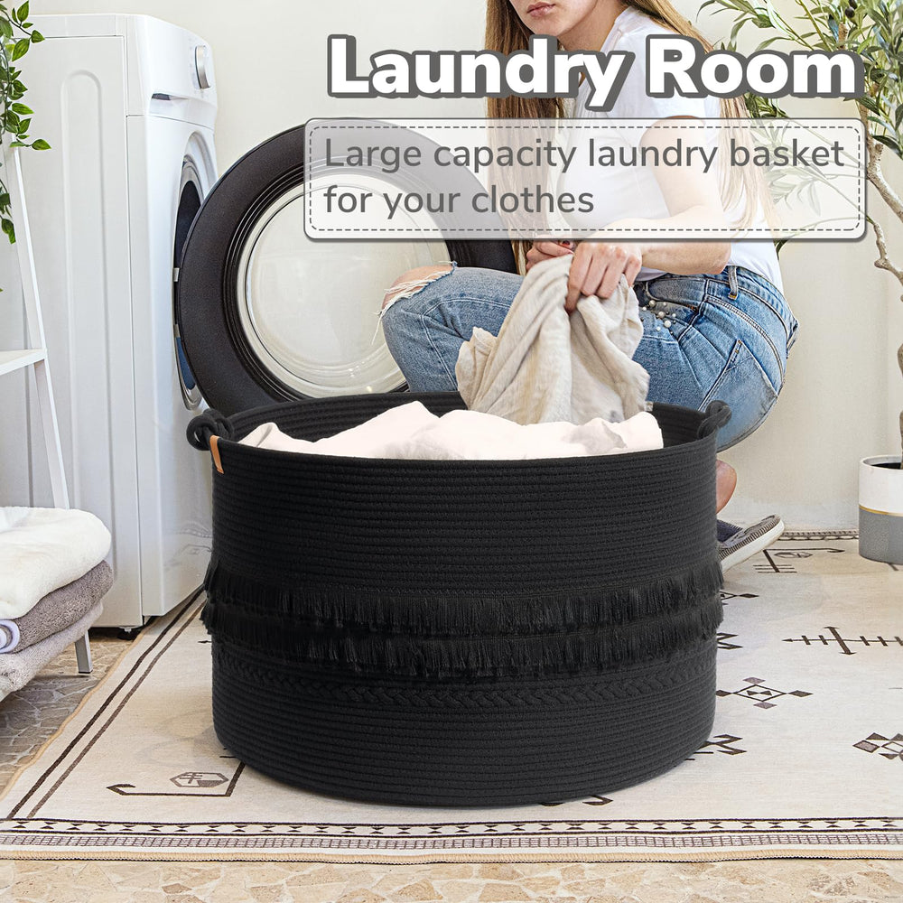 CherryNow blanket basket handles enable easy transport between rooms.