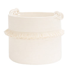 CherryNow large woven basket front view shows durable cotton rope for nursery organization.