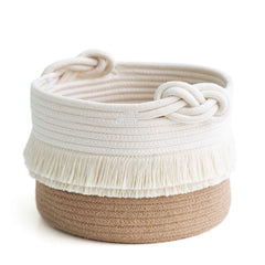 CherryNow small woven basket close-up of cotton-jute rope texture for stylish storage