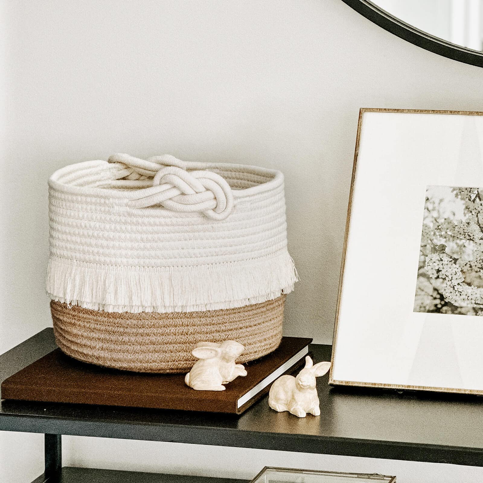 CherryNow nursery storage basket fits on shelves and nightstands