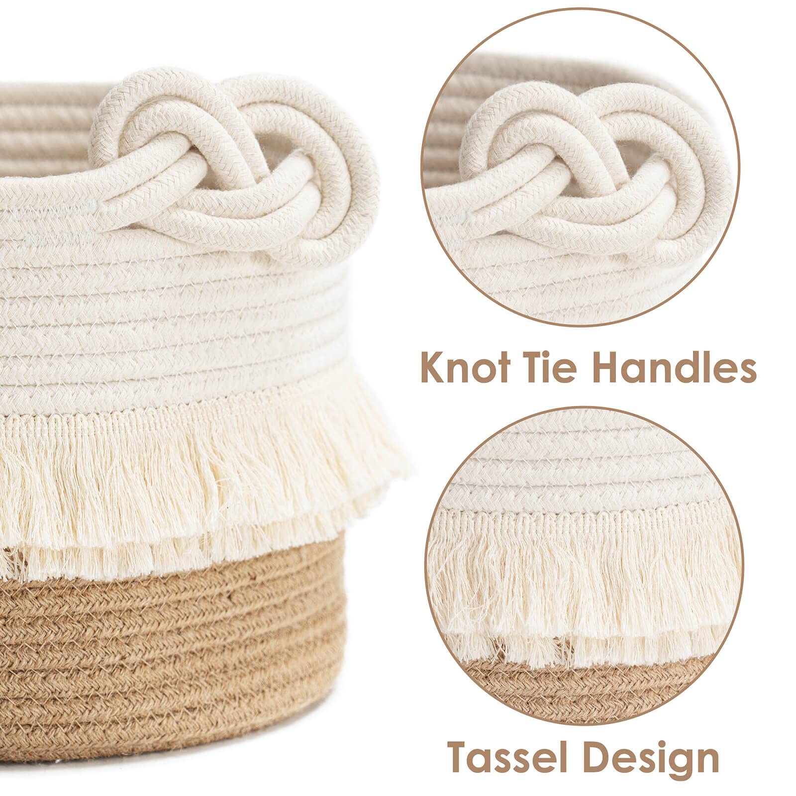 CherryNow cotton-jute rope basket blends with white décor