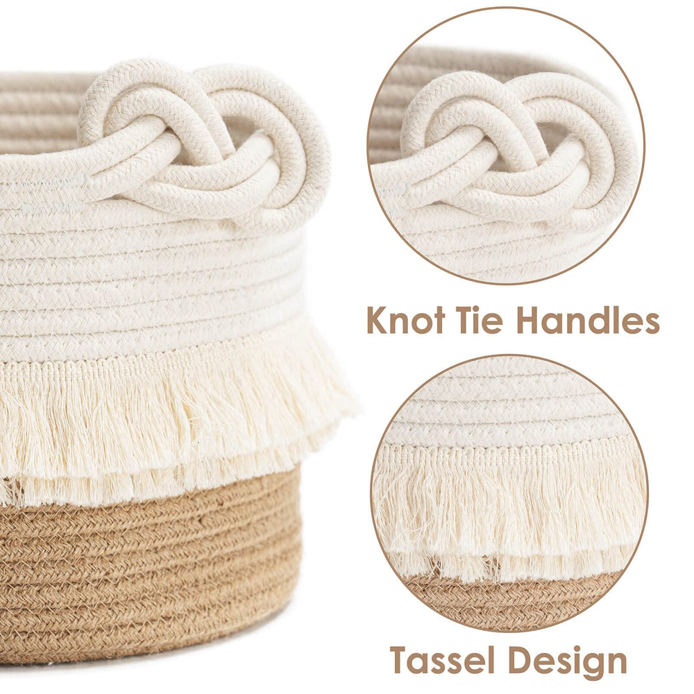 CherryNow cotton-jute rope basket blends with white décor