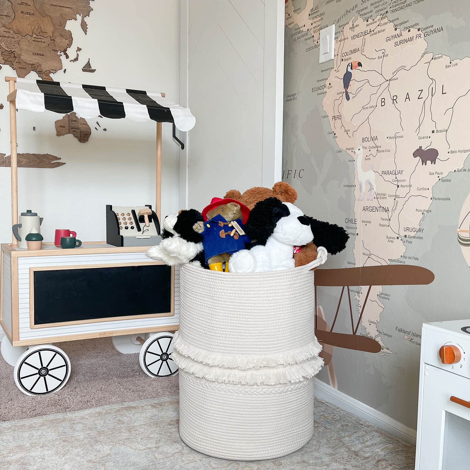 CherryNow tall-basket with sturdy-handles offers easy room-to-room transport.