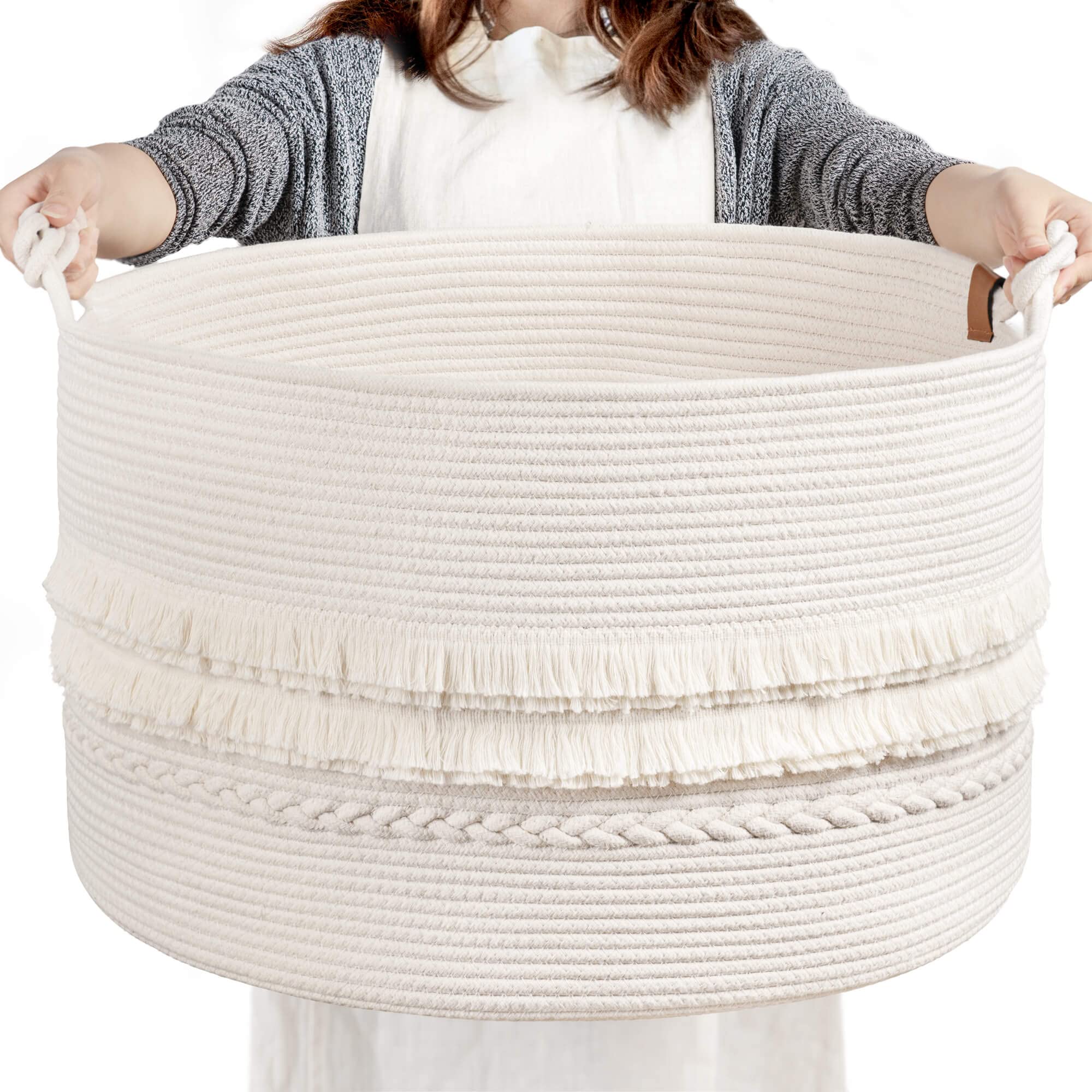 CherryNow blanket basket texture cotton rope highlights natural material and cozy storage