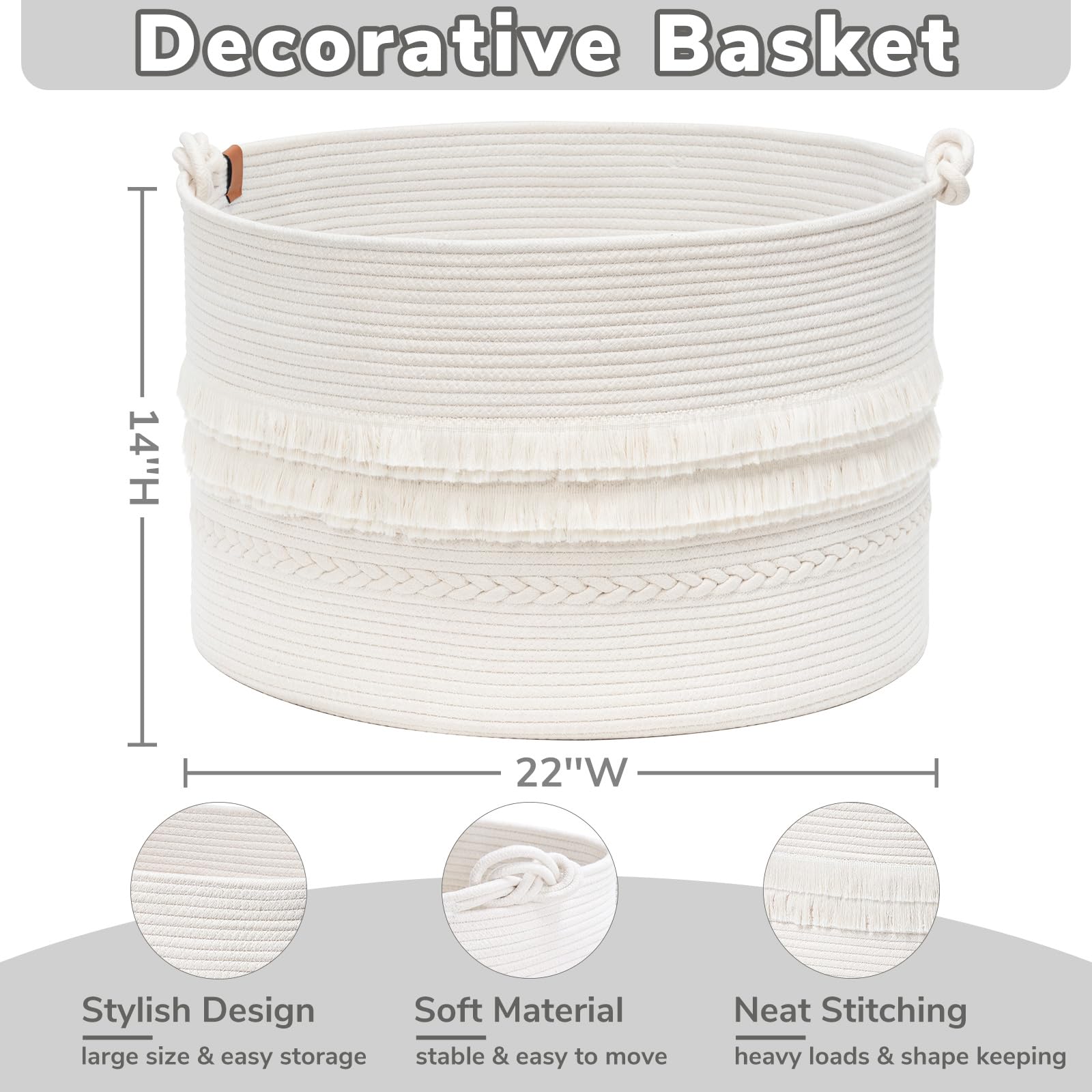 CherryNow blanket basket in living room decor blends boho style with practical storage
