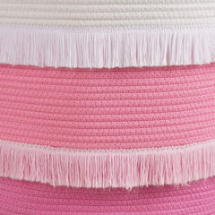 CherryNow knot-tie handles on pink basket enable easy transport.