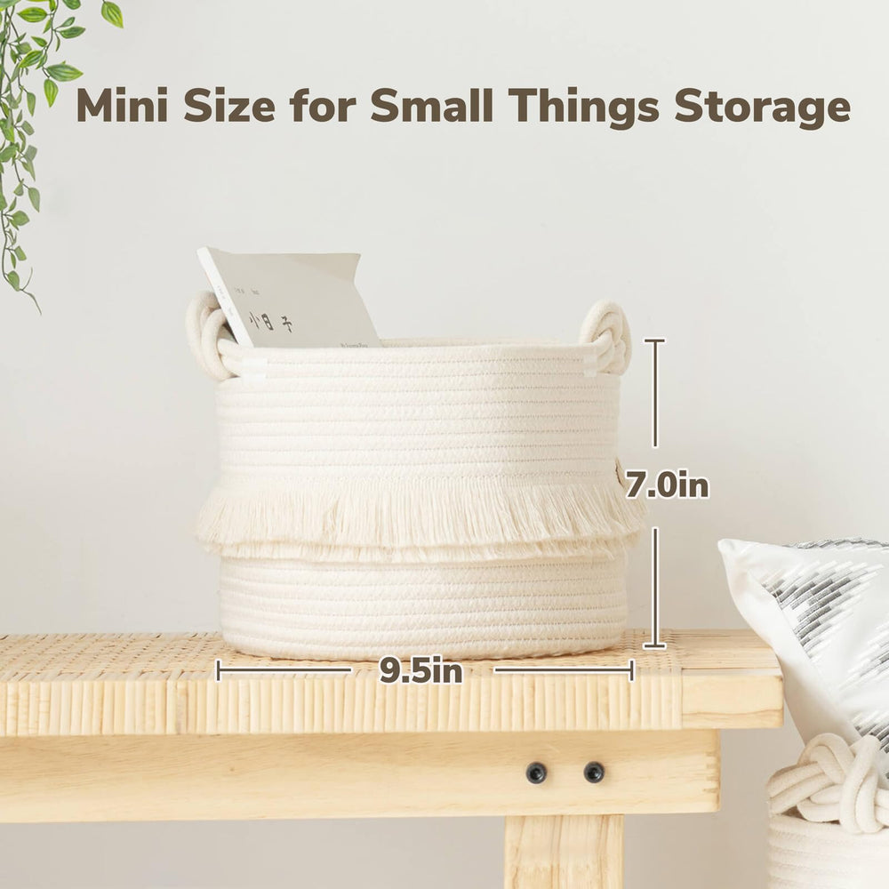 CherryNow small woven basket close-up cotton rope highlights durable soft-touch material