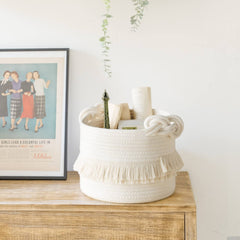 CherryNow small woven basket in nursery setting helps declutter with charming storage