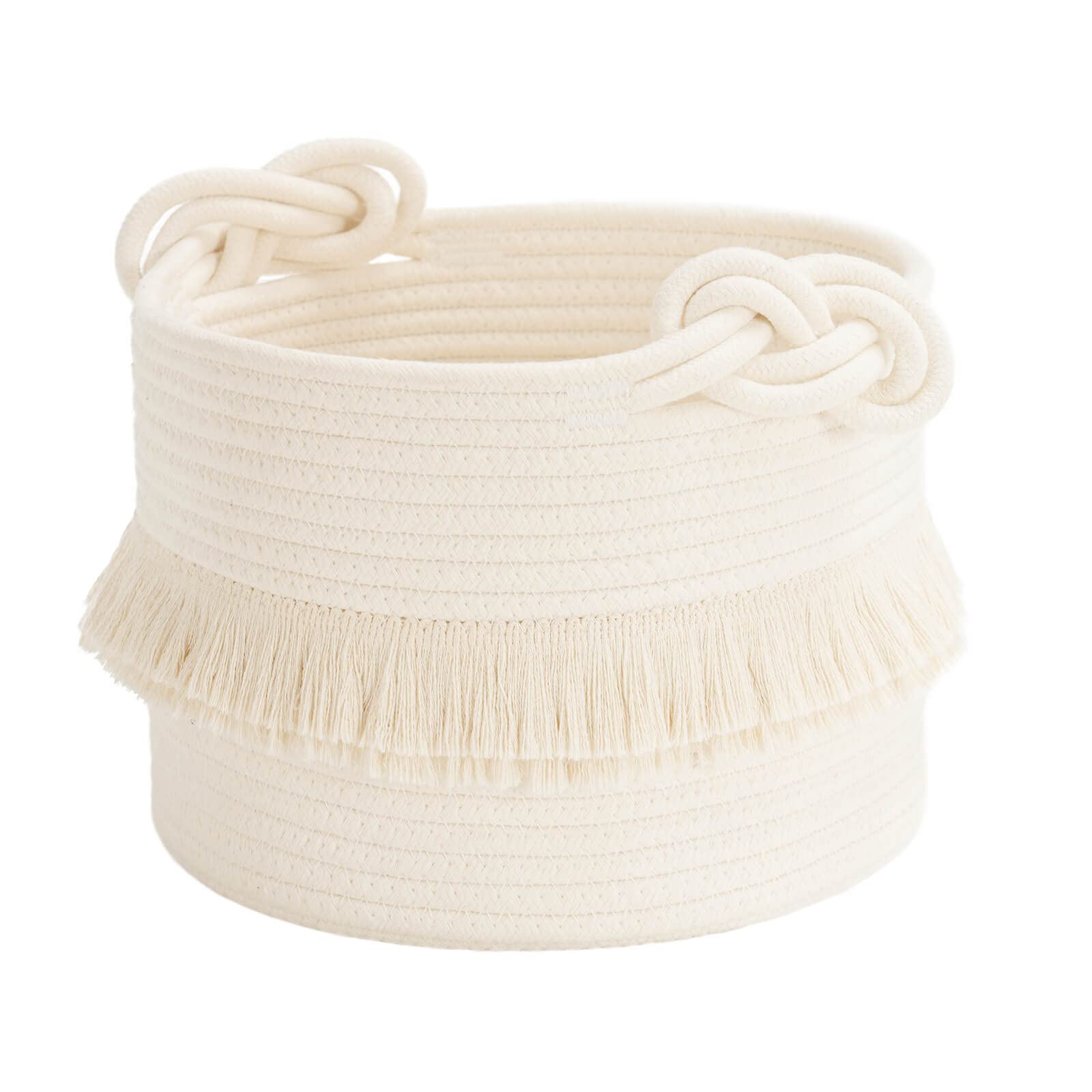CherryNow small woven basket tassel detail ideal for stylish nursery organization