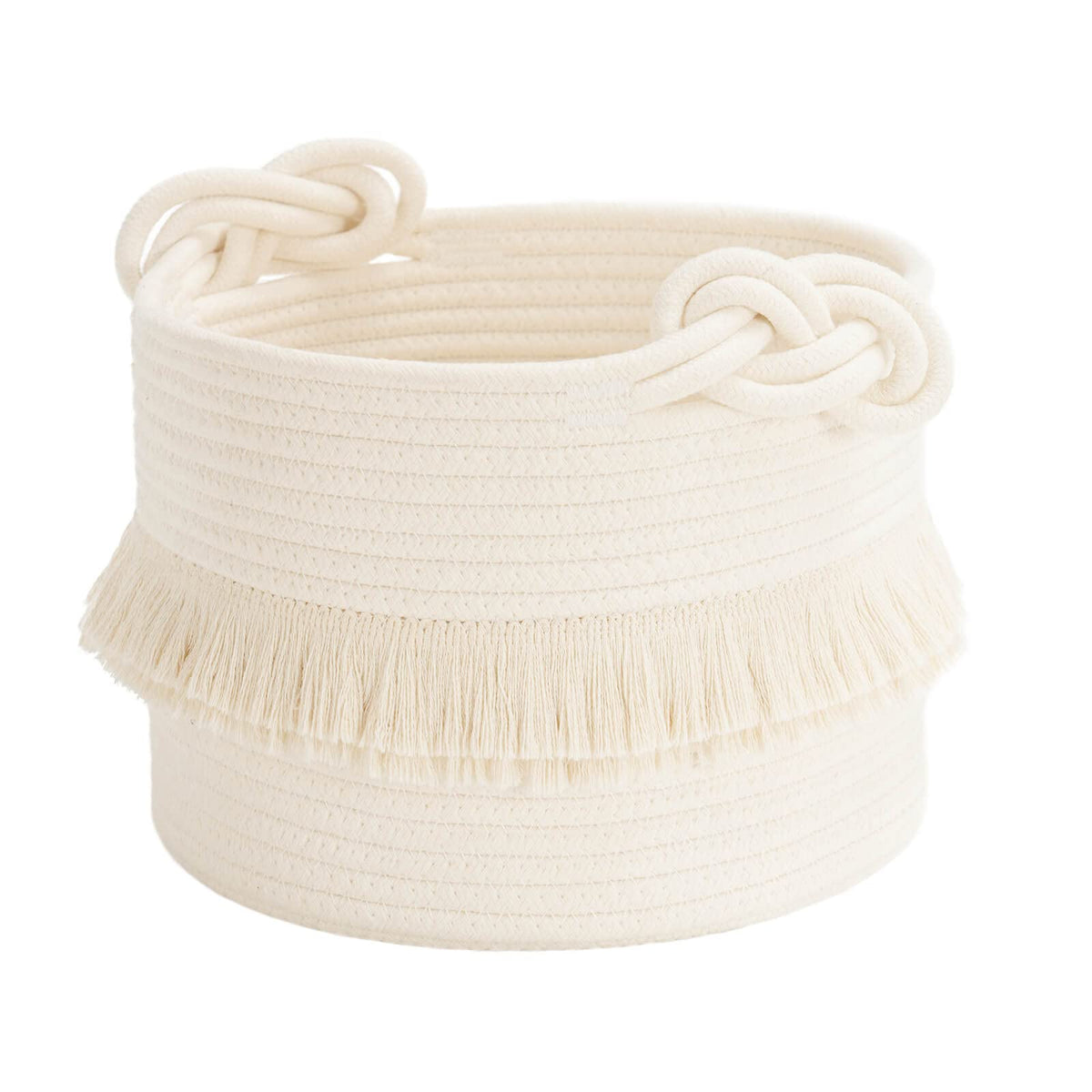 CherryNow small woven basket tassel detail ideal for stylish nursery organization