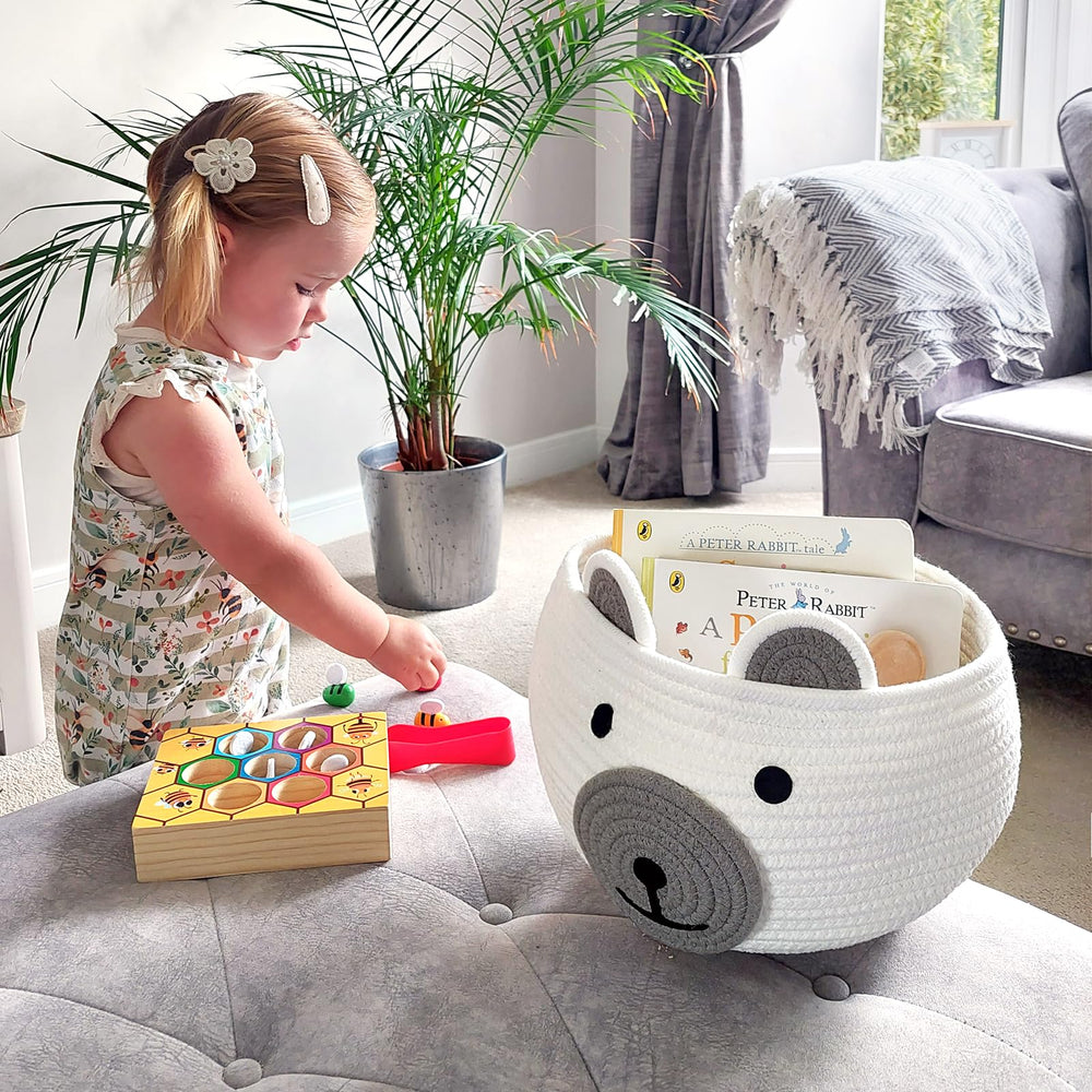 CherryNow soft cotton material storage basket keeps items gentle on skin and accessible