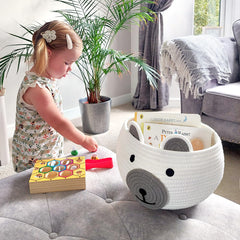 CherryNow soft cotton material storage basket keeps items gentle on skin and accessible