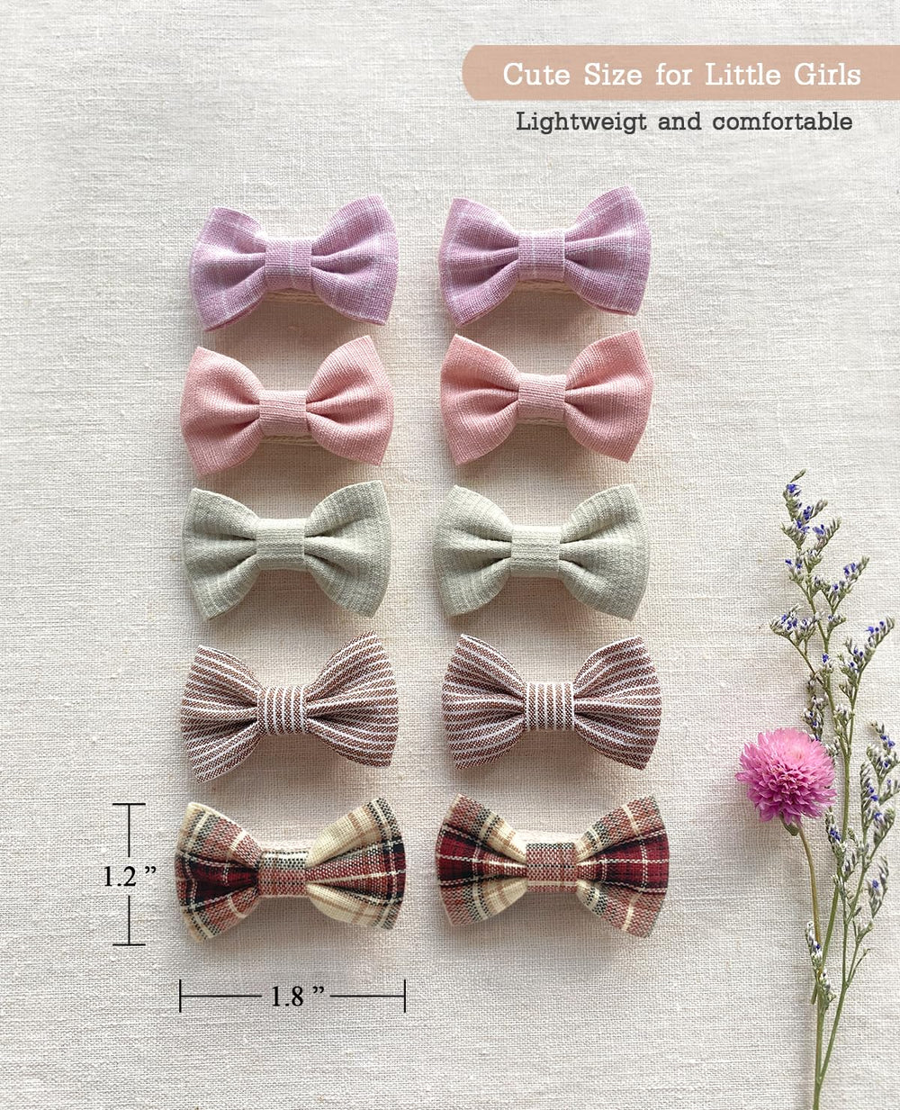 Cherssy 1.8-inch baby bow clip demonstrates cute size for infants and toddlers.