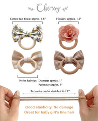 Cherssy baby hair ties bow closeup showing soft texture and 1.8-inch bows.