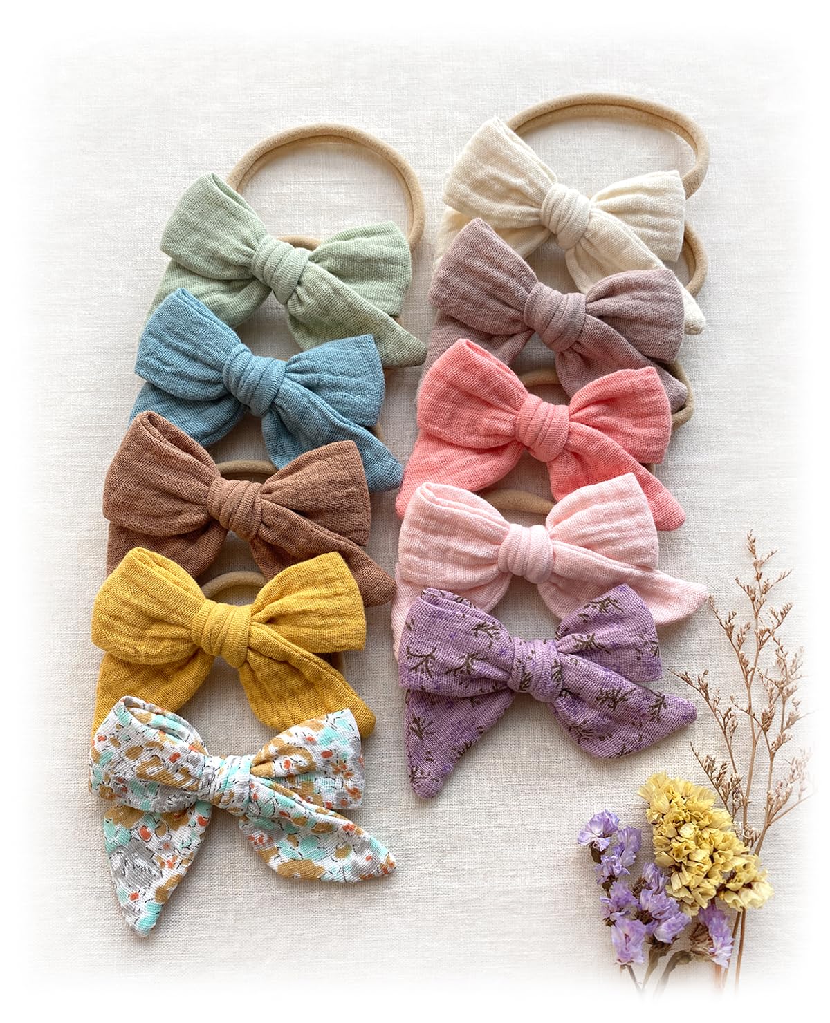 Cherssy baby muslin bows soft texture close-up for gentle touch on delicate skin
