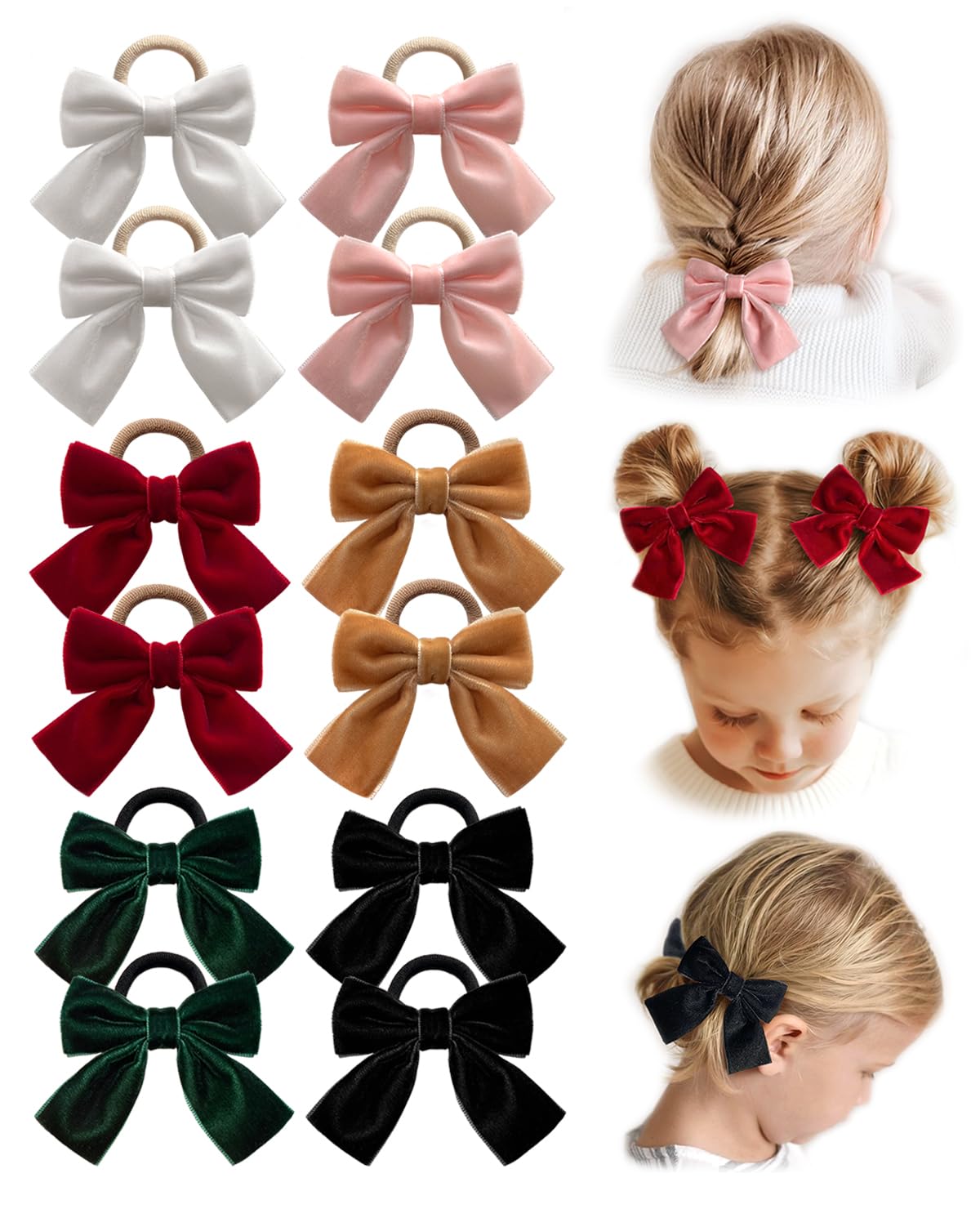 Cherssy Christmas velvet hair bow pack-front: festive 12-pack for girls.