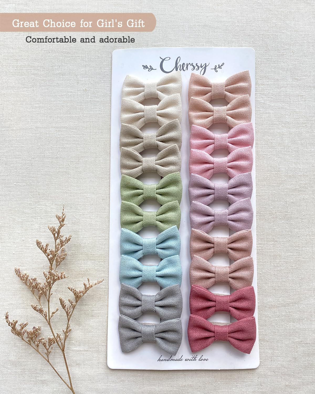 Cherssy cotton ribbon bows closeup highlights soft fabric and lightweight feel.