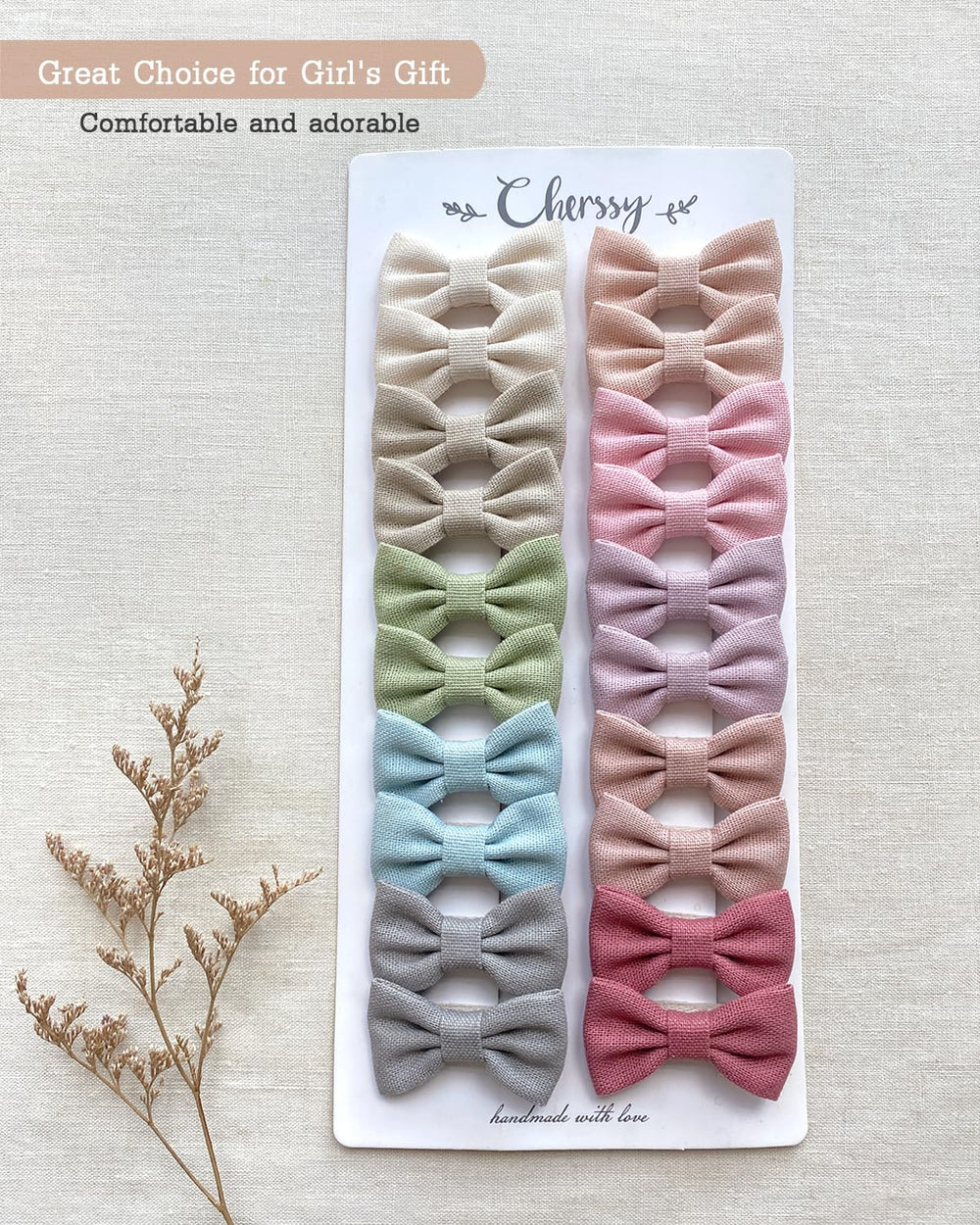Cherssy cotton ribbon bows closeup highlights soft fabric and lightweight feel.