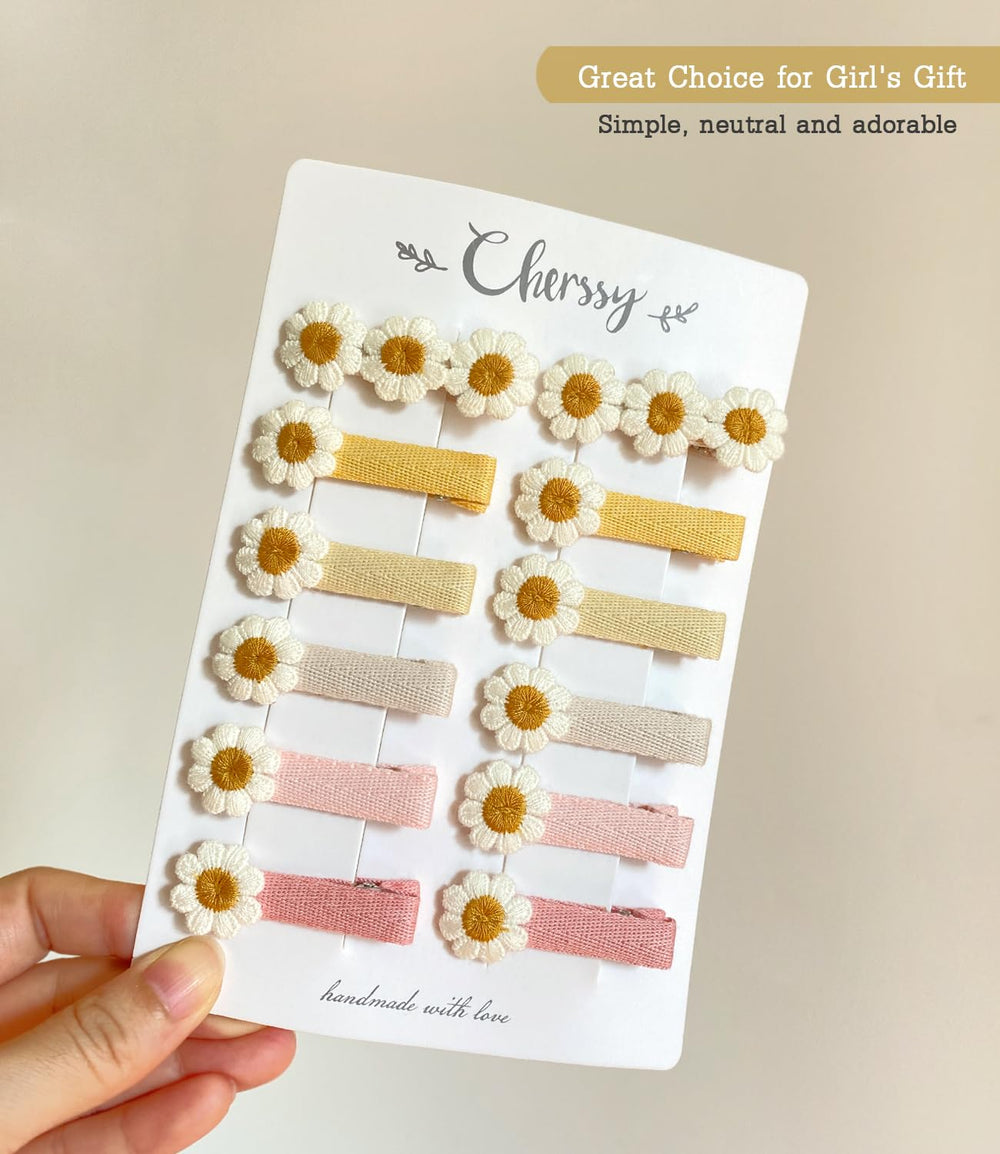 Cherssy daisy hair clip embroidery detail adds cute charm.