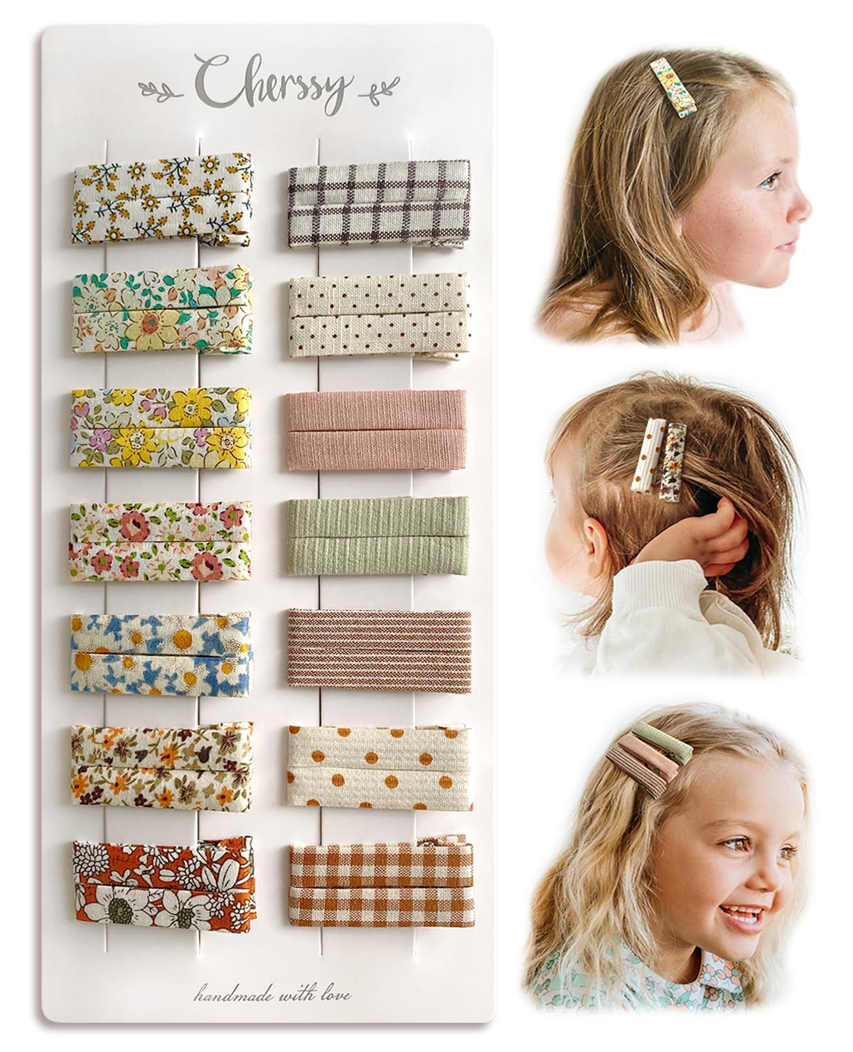 Cherssy floral hair clips 28pcs set with colorful patterns for versatile outfits.