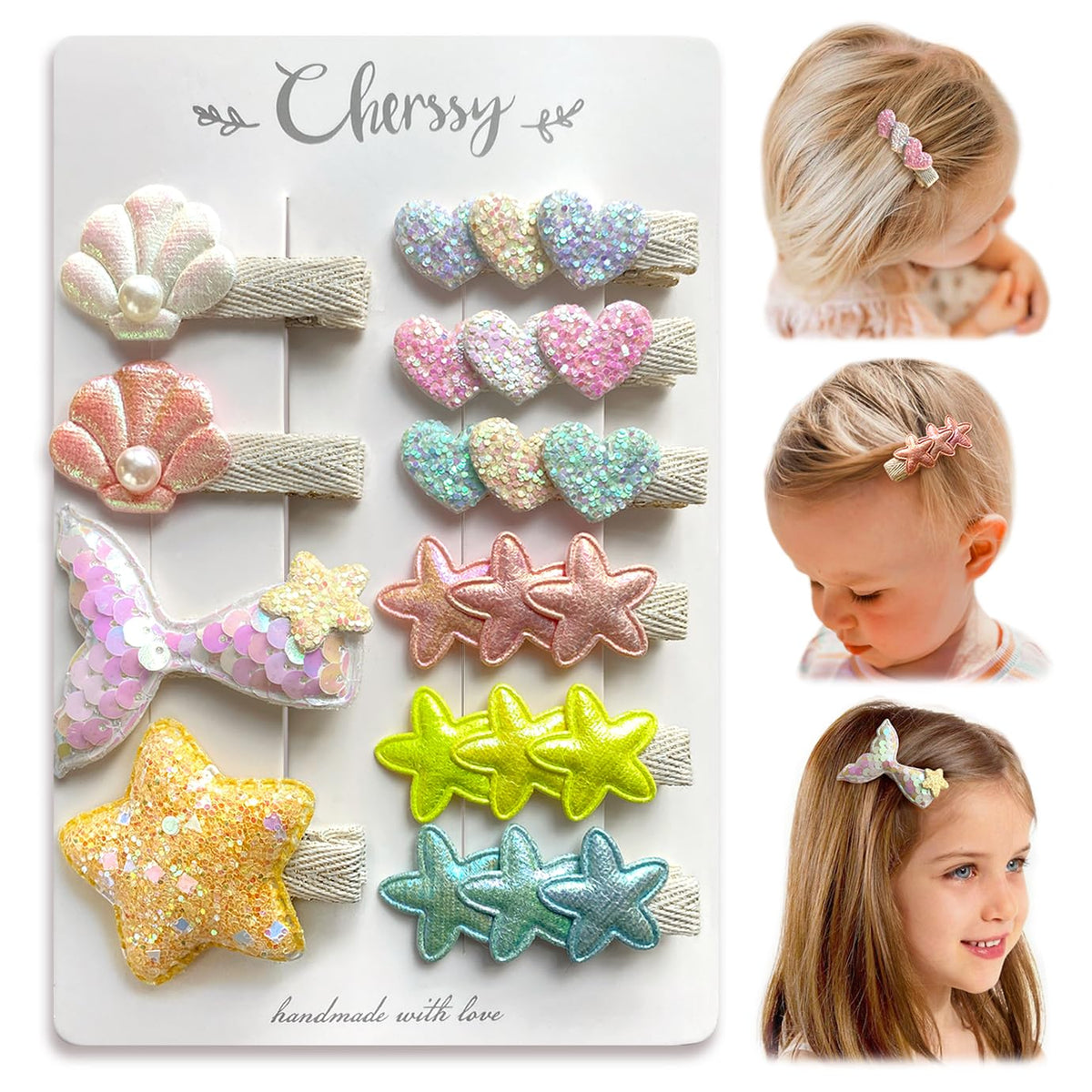Cherssy glitter mermaid hair clip with shimmering finish for secure daily wear