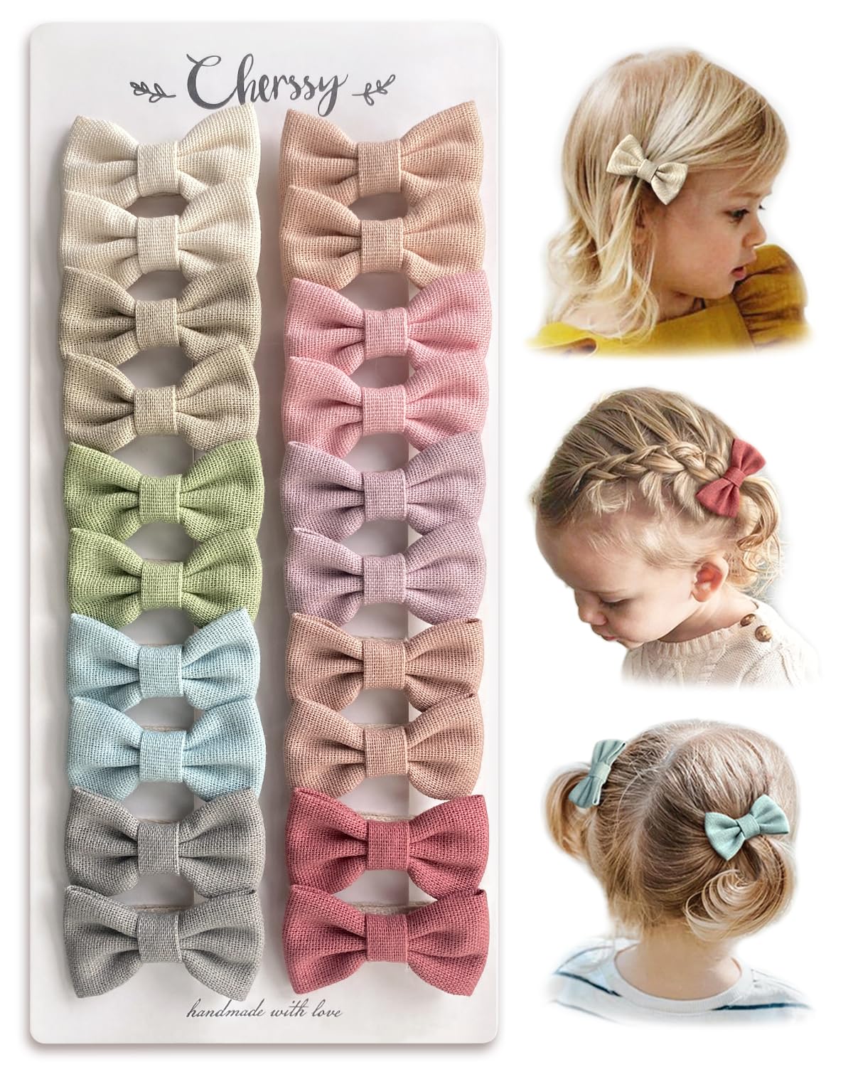 Cherssy hair bow clips 20pcs 2-inch flat clips provide gentle styling for delicate hair.