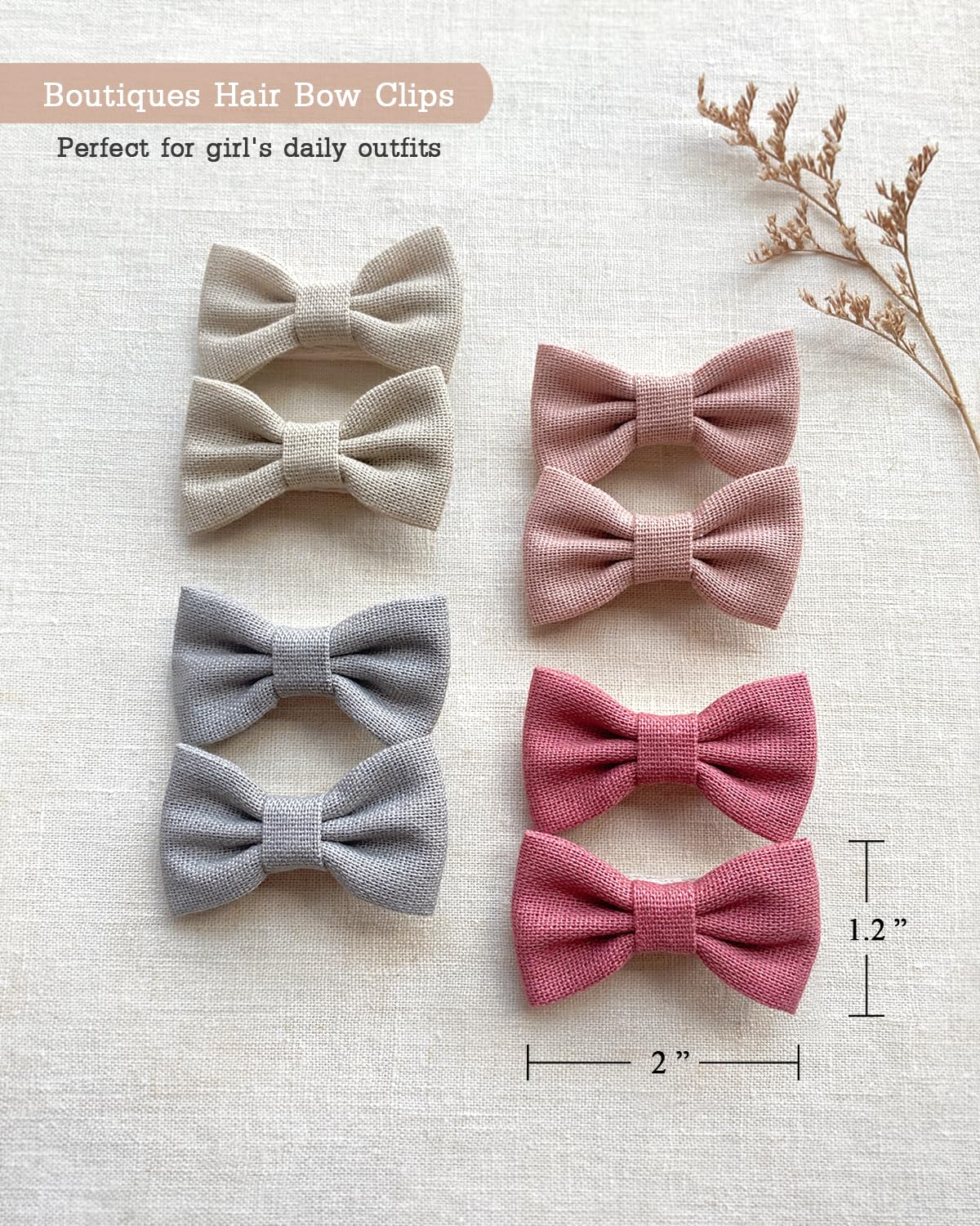 Cherssy hair bow clips side view shows secure side-placement suitable for toddlers.